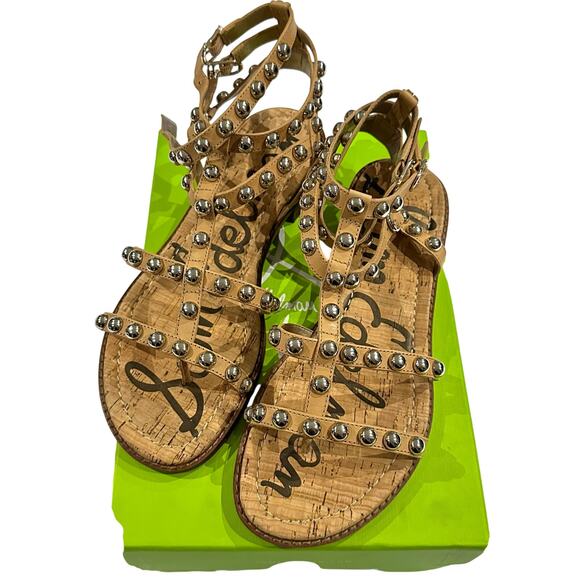 NIB Sam Edelman Eavan Studded Gladiator Sandal in Natural Sand Size 9W - Picture 4 of 15